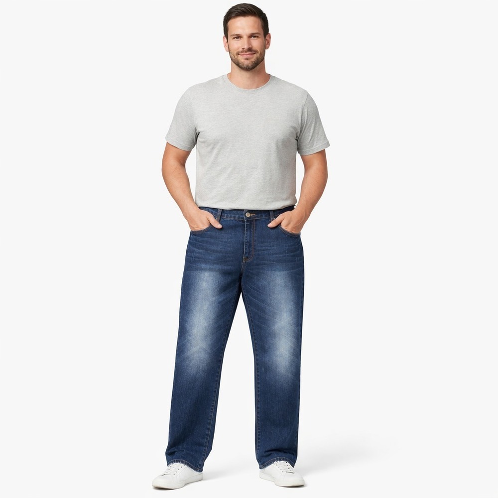 Carbon Men's Jeans 38x32 (36x30 Actual) Medium Wash Straight Leg Faded Denim